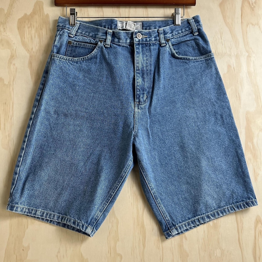 Express Denim Shorts Mens 32 Blue Medium Wash Bermuda Relaxed Fit Jorts Casual